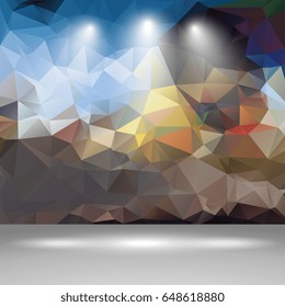 Abstract polygonal wall on background. Geometric mosaic of triangles. Vector illustration