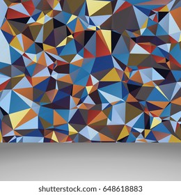 Abstract polygonal wall on background. Geometric mosaic of triangles. Vector illustration