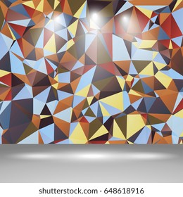 Abstract polygonal wall on background. Geometric mosaic of triangles. Vector illustration