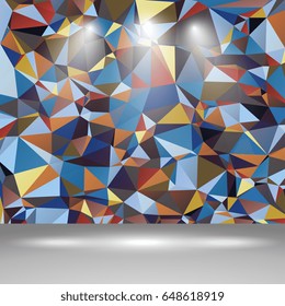 Abstract polygonal wall on background. Geometric mosaic of triangles. Vector illustration