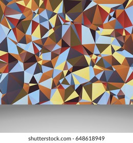 Abstract polygonal wall on background. Geometric mosaic of triangles. Vector illustration
