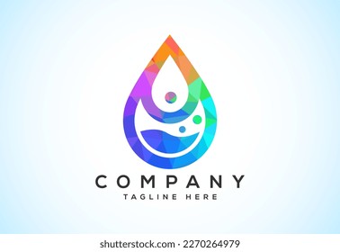 Abstract polygonal water drop logo sign symbol. Low poly water drop Logo. Geometric triangle shapes