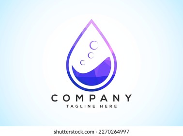 Abstract polygonal water drop logo sign symbol. Low poly water drop Logo. Geometric triangle shapes