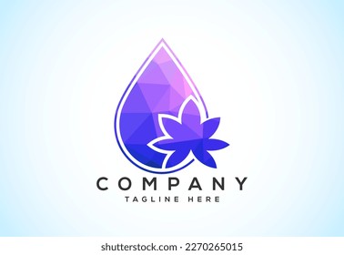 Abstract polygonal water drop logo sign symbol. Low poly water drop Logo. Geometric triangle shapes