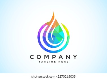 Abstract polygonal water drop logo sign symbol. Low poly water drop Logo. Geometric triangle shapes