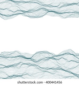 Abstract polygonal wave wireframe background. Vector illustration.