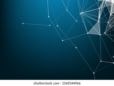 Abstract Polygonal White Background with Low Poly Connecting Dots and Lines - Connection Structure - Futuristic HUD Background