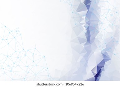 Abstract polygonal White Blue background with connected dots and lines, connection structure, futuristic hud background, vector illustration