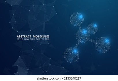 Abstract polygonal wireframe molecules. Science gene cells background. Graphic concept for your design