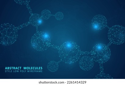 Abstrakte polygonal vernetzte Moleküle. Wissenschaftliche Genzellen, Hintergrund. Grafisches Konzept für Ihr Design