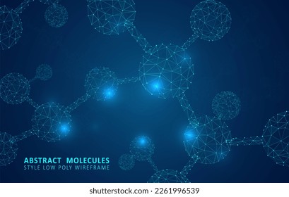 Abstract polygonal wireframe molecules. Science gene cells background. Graphic concept for your design