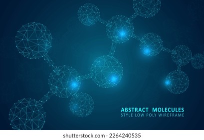Abstract polygonal wireframe molecules. Science gene cells background. Graphic concept for your design