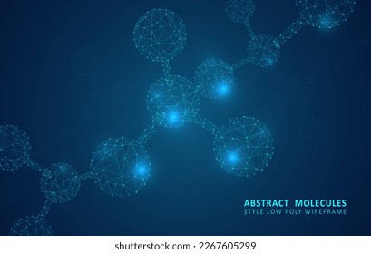 Abstract polygonal wireframe molecules. Science gene cells background. Graphic concept for your design