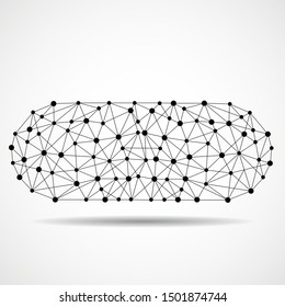Abstract polygonal wireframe of pill capsule, vector illustration