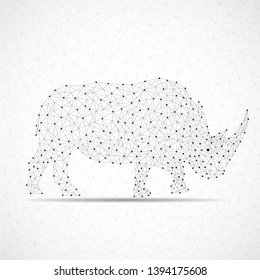 Abstract polygonal wireframe rhinoceros of points and lines