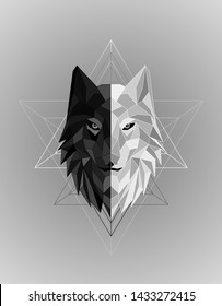 Abstract polygonal wolf head design