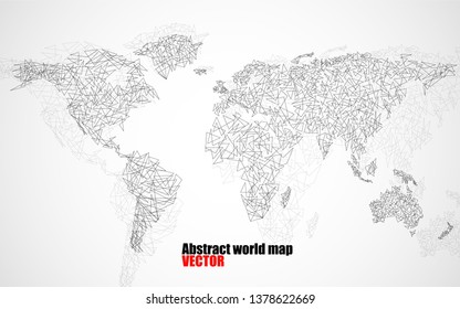 Abstract polygonal world map with lines, network connections