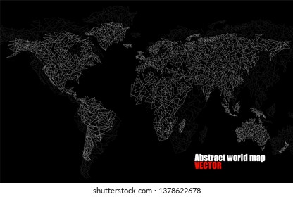 Abstract polygonal world map with lines, network connections