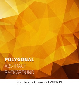 Abstract polygonal yellow background with place for text. Trendy geometric triangle hipster background. Ideal for gadgets backdrop or presentations.