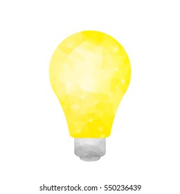 Abstract polygonal yellow light isolated on white background