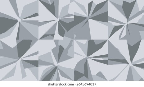 Polígonos abstratos irradiam dinamicamente dentro de um fundo monocromático cinzento padronizado