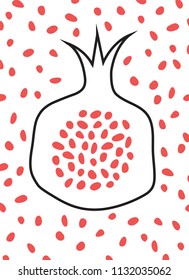 abstract pomegranate card. Pomegranate design juicy fresh fruit icon with seed background. vector illustration
