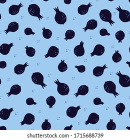 Abstract pomegranate fruit seamless pattern in scandinavian style. Design for fabric, textile print, wrapping paper, cover. Simple vector illustration.