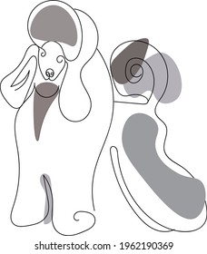 
abstract poodle with gray spots on a white background vector