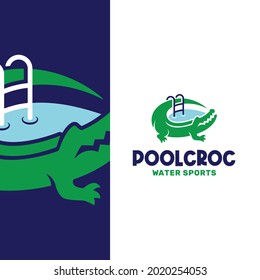 Abstract Pool Crocodile Adventure Logo Template