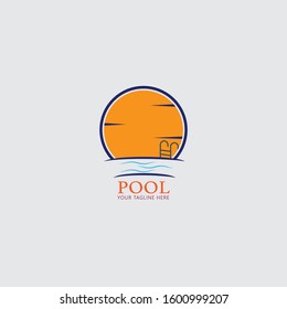 Abstract pool logo template design, vector illustration