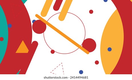 Abstrakter Pop-Art-Hintergrund mit Wellenmustern und verdrehten Punkten. Vektormuster. Farbwellenvorlage und Präsentationsdesign der 90er Jahre.