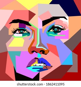 Abstract Pop Art Beautiful Woman Face Stock Vector (Royalty Free ...