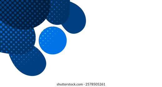 Abstract pop art blue background with wave and circle pattern. Vector pattern. Color wave template and presentation design