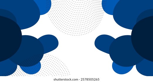 Abstract pop art blue background with wave and circle pattern. Vector pattern. Color wave template and presentation design