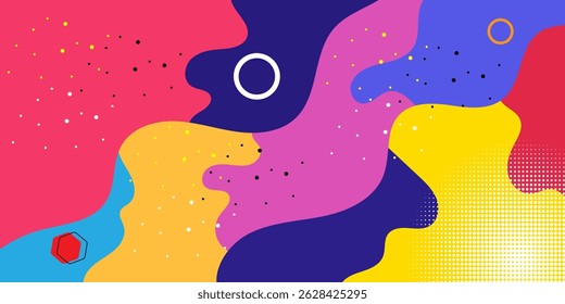 Abstract Pop Art Color Background. geometric shape design with trendy Memphis 80s-90s style