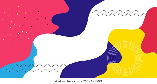 Abstract Pop Art Color Background. geometric shape design with trendy Memphis 80s-90s style