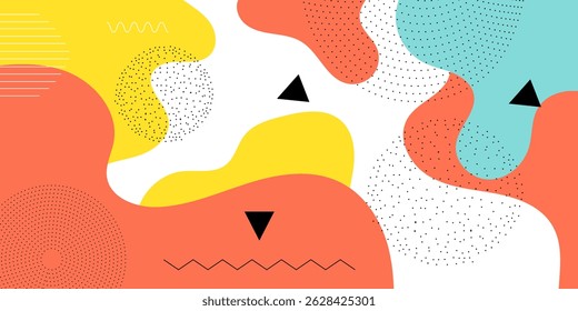 Abstract Pop Art Color Background. geometric shape design with trendy Memphis 80s-90s style