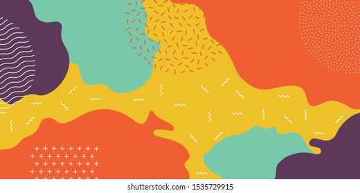 Abstract pop art color paint splash pattern background. Vector overlay geometric design of trendy Memphis 80s-90s style