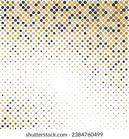 Abstract pop art comic style golden circle halftone isolated on white background Vector. Dotted gold spray vector illustration. Abstract vector halftone background. Dot spray gradation vector