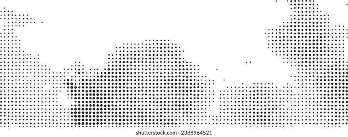 Resumen de arte pop estilo cómic medio tono negro aislado en el vector de fondo blanco. Ilustración vectorial de pulverización dorada punteada. Fondo de medio tono del vector de patrón creativo. Grado de spray de punto negro.