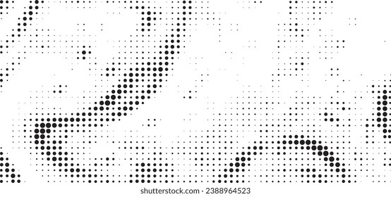 Resumen de arte pop estilo cómic medio tono negro aislado en el vector de fondo blanco. Ilustración vectorial de pulverización dorada punteada. Fondo de medio tono del vector de patrón creativo. Grado de spray de punto negro.