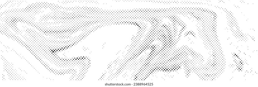 Resumen de arte pop estilo cómic medio tono negro aislado en el vector de fondo blanco. Ilustración vectorial de pulverización dorada punteada. Fondo de medio tono del vector de patrón creativo. Grado de spray de punto negro.