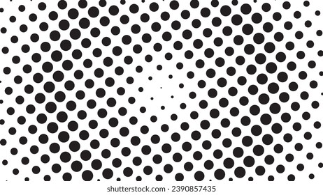 Resumen de arte pop estilo cómic medio tono negro aislado en el vector de fondo blanco. Ilustración vectorial de pulverización dorada punteada. Resumen del fondo medio del vector. Vector de gradación de pulverización de puntos