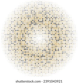 Abstract pop art comic style golden halftone Vector. Dotted gold spray vector illustration. Creative pattern vector halftone background. Black and gold dot spray gradation.
