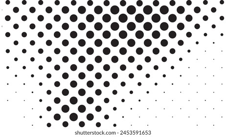 Abstract pop art comic style black halftone isolated on white background Vector. Dotted black dot spray vector illustration. Creative pattern vector halftone background. Black dot spray gradation.