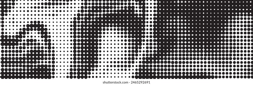 Abstract pop art comic style dotted halftone Vector. Dotted black and gray dot spray vector illustration. Creative pattern vector halftone background. Gray black dot spray gradation.	
