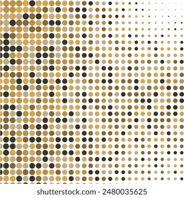 Abstract pop art comic style golden halftone Vector. Dotted gold spray vector illustration. Creative pattern vector halftone background. Black and gold dot spray gradation.	