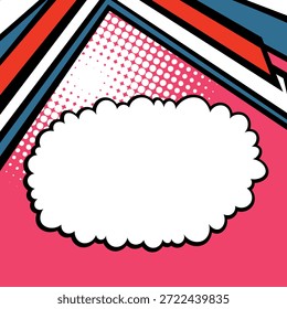 Abstract pop art comic style concept. Colorful polka dots layout retro background. Cartoon modern halftone pattern. Blank design for poster, card, sale banner.