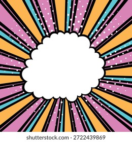 Abstractas concepto de estilo de cómic de arte pop. Colorido diseño de lunares fondo retro. Patrón de semitono moderno de dibujos animados. Diseño en blanco para el cartel, tarjeta, Anuncio de la venta.