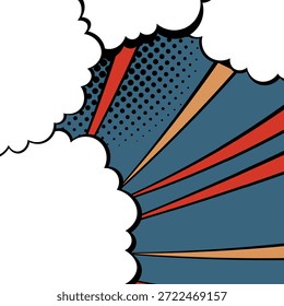Abstrato conceito de estilo cômico pop art. Colorido polka pontos layout fundo retro. Desenho animado padrão de meio-tom moderno. Design em branco para cartaz, cartão, faixa de venda.
